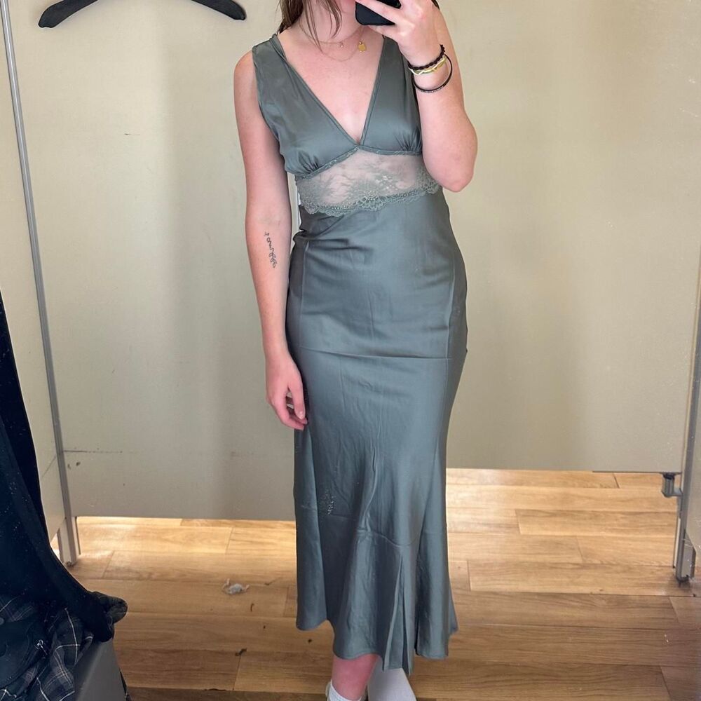 Unbranded Women's Green and Grey Dress